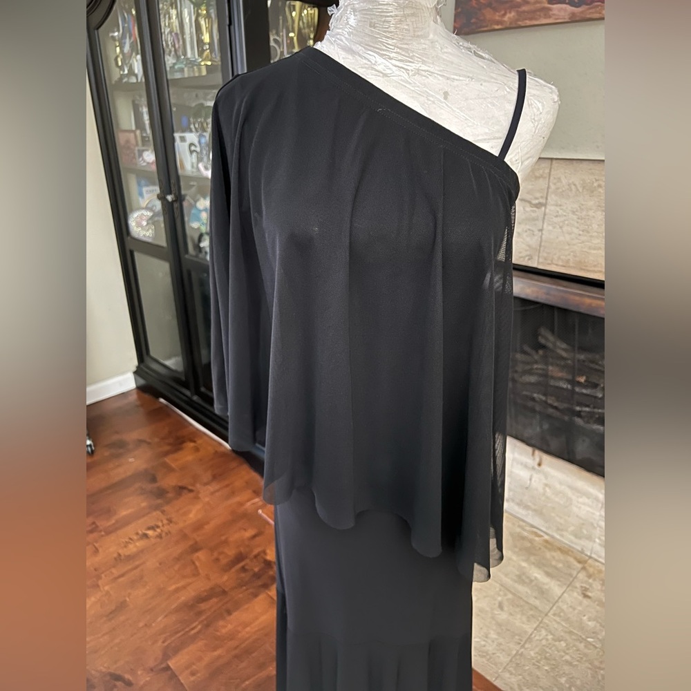 Ballroom Smooth one shoulder practice dance dress black - Picture 5 of 14